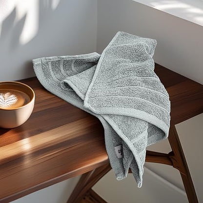 6 Piece Hand Towels Set 16 x 28 Inches, Cool Grey | 100% Cotton, Lighter Weight, Quick to Dry, 16 x 28 Inches, Super Soft & Absorbent, Perfect for Bathroom & Kitchen - color: Silver Grey
