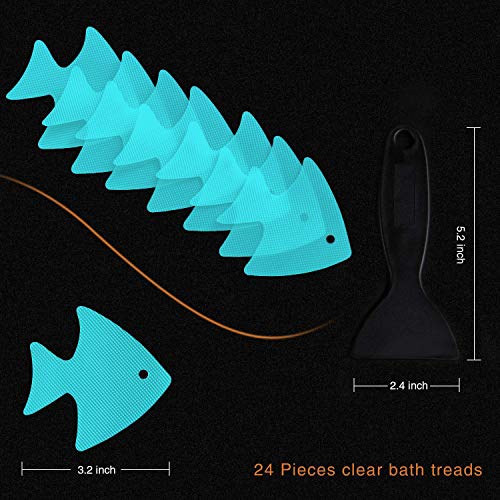 Secopad Bathtub Stickers Non-Slip, 24 PCS Safety Shower Treads Adhesive Appliques with Premium Scraper (Blue) - color: Blue