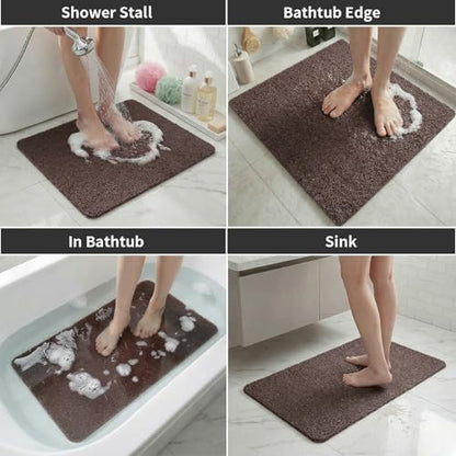 Square Shower Mat Non Slip, 27 x 27 Inch Anti Slip Shower Mat Without Suction Cups, Quick Drying Foot Scrubber PVC Loofah Bath Mats for Bathroom, Tub, Wet Area - color: Brown, size: 27" x 27" (Square)