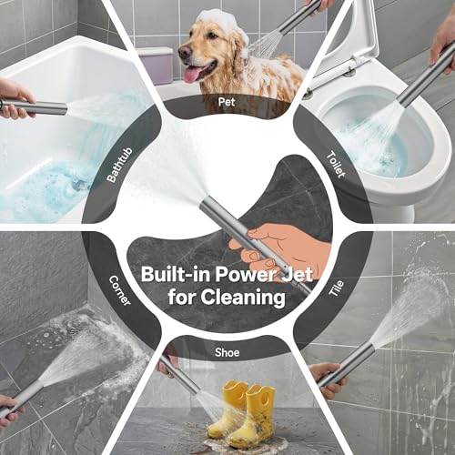 Veken All Metal 10" Luxurious Gray Rain Shower Heads with Handheld Spray | Dual High Pressure Shower Head,Square Detachable Rainfall Showerhead with Extension Arm,Regaderas Para Shower,Ducha Para Baño - color: Premium Grey, size: 10 Inch