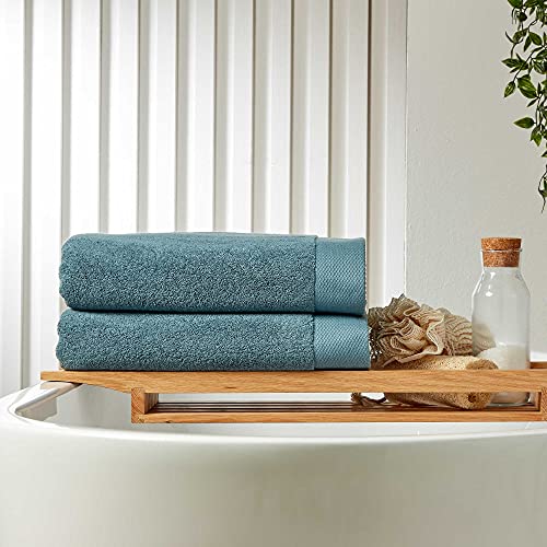 Christy Luxe 6 Piece Towel Set | Denim Blue | Luxe Heavyweight 100% Turkish Cotton | Ultra Soft | Super Absorbent | 730GSM | 2 Bath Towels 2 Hand Towel 2 Face Cloths - color: Denim, size: 2 Bath, 2 Hand and 2 Face Towels