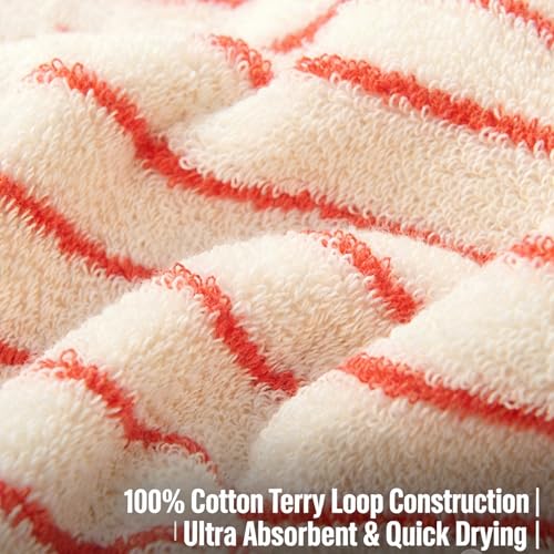 Striped Hand Towels for Bathroom, 100% Cotton Red Stripe, 6 Pack, | Face Towels Super Soft Fast Drying Black Stripes Bathroom - color: Red