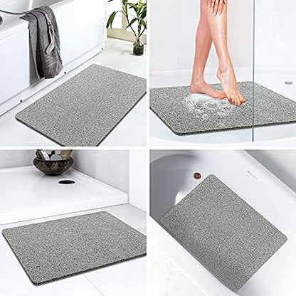 LuxStep Shower Mat Bathtub Mat,Non-Slip Bath Mat with Drain, Quick Drying | 40x16 inch, PVC Loofah Bathmat for Tub,Shower,Bathroom, Grey - color: Stylish Grey, size: 40" x 16"