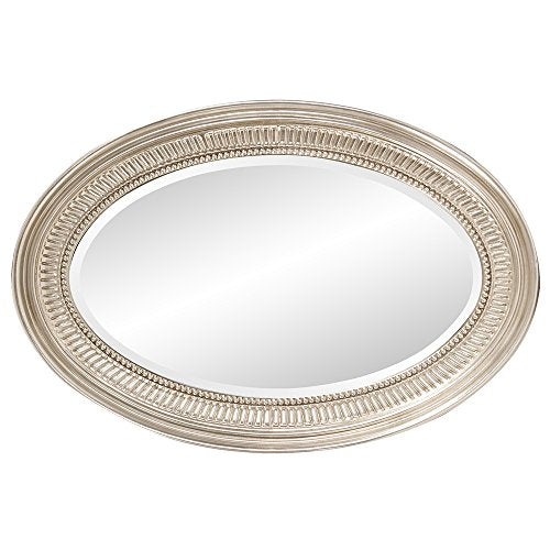 Howard Elliott Collection Ethan Oval Hanging Wall Or Vanity Mirror, Brushed Nickel, 21 x 31 Inch - color: Brushed Nickel
