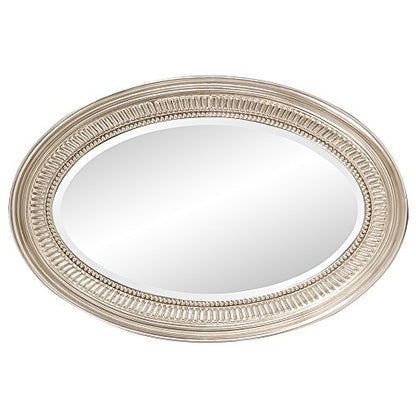 Howard Elliott Collection Ethan Oval Hanging Wall Or Vanity Mirror, Brushed Nickel, 21 x 31 Inch - color: Brushed Nickel
