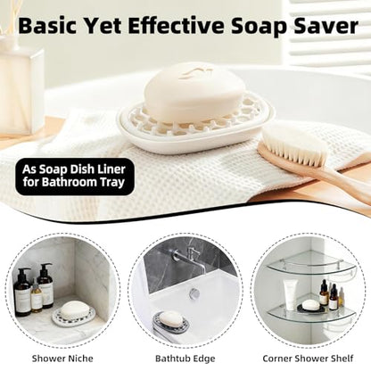 2 Pack Soap Dish for Shower, Non-Slip Silicone Bar Soap Holder with Efficient Drainage Holes for Bathroom Sink, Self Draining Soaps Saver Pad for Shower Niche, Shelf (White- 2Pcs) - color: White- 2pcs