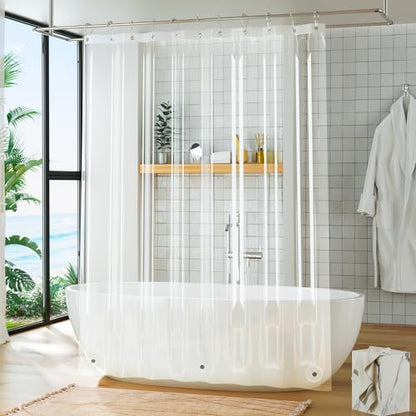 Titanker Plastic Shower Curtain Liner, Clear Shower Liner PEVA 66x72 Lightweight Waterproof Shower Curtains for Bathroom with Magnets and Rustproof Grommets - color: Clear, size: 66"W x 72"L (Pack of 1)