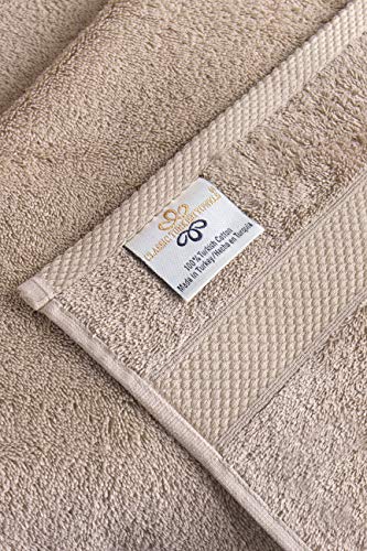 Towels Beyond - Luxury Towel Set for Bathroom, 100% Turkish Cotton, Quick Dry, Soft and Absorbent Bath Towels, Hand Towels, and Washcloths, Madison Collection - 12-Piece Set (Beige)