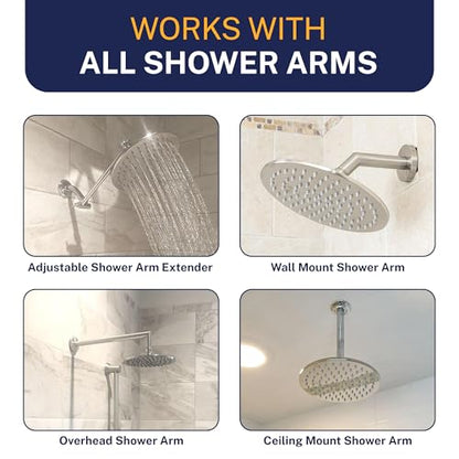 HammerHead Showers Solid Metal Round 8 Inch Rainfall Shower Head, High Flow Shower Head Optimized for Pressure, Brushed Nickel, 1.75 GPM - color: Brushed Nickel, size: 1.75 GPM