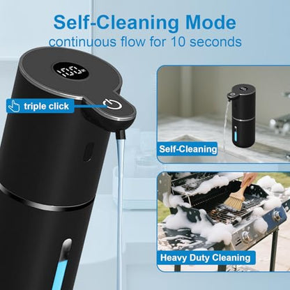 OHIFAST Automatic Liquid Soap Dispenser Touchless, USB Rechargeable Smart Hand Soap Dispenser, 6-Level Adjustable, 12.8oz/380mL, Compatible with Thick Thin Dish Soap for Bathroom Kitchen-Black - color: Black, style: Liquid