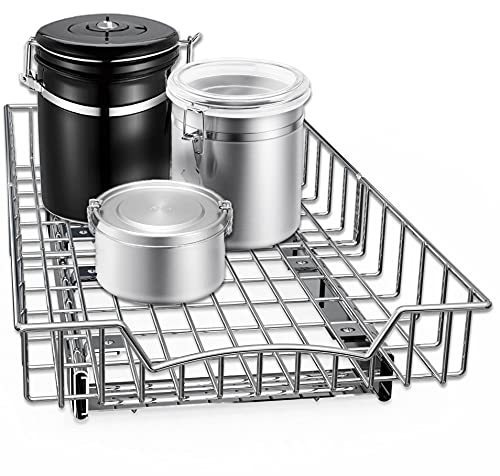Simple Houseware Under Cabinet Pull Out Sliding Shelf, 21" Dx11 W, Chrome - size: 21" D x 11" W