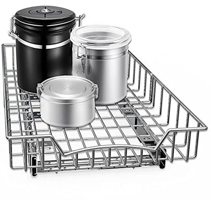 Simple Houseware Under Cabinet Pull Out Sliding Shelf, 21" Dx11 W, Chrome - size: 21" D x 11" W