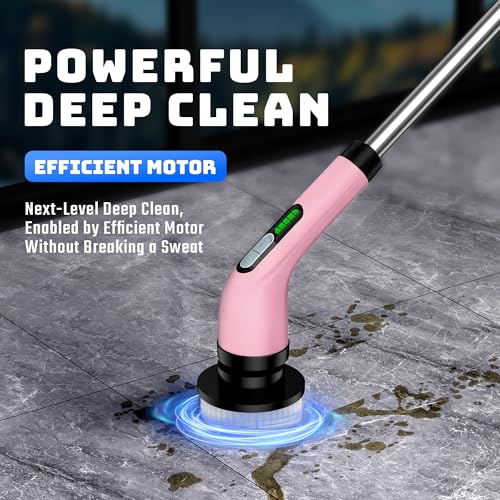 Electric Spin Scrubber - Cordless Bathroom Scrubber with 7 Brush Heads