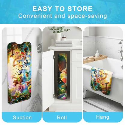 Upgrade Cartoon Baby Bath Mat Non Slip - 40"x16" Extra Long Bathtub Mat for Baby Eco Friendly Durable Bath Mat for Tub Non Slip Kids Tub Mat with Suction Cups, Machine Washable and No Fading, Dusk - color: L-dusk