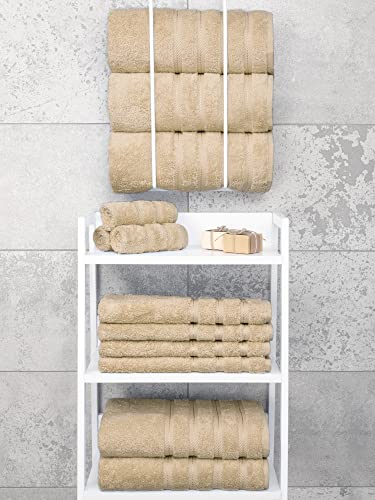 American Soft Linen 100% Cotton Luxury Turkish Towels, 4 PC Bath Towel Set | Soft Absorbent Quick Dry OEKO Tex Standard 100 Certificated Durable Machine Washable Premium Hotel Quality - color: Beige, size: 27"x54"