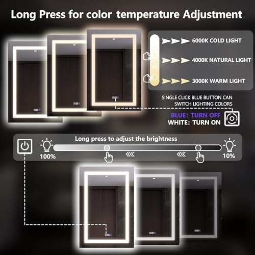 Luxury LED Lighted Medicine Cabinet with Mirror Dimmable, Defogging, 24 inch Commercial Medicine Cabinet, Outlets for Apartments, Hotel, Left Hinge - size: 24"W x 36"H Left