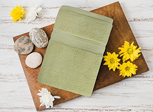 Towel and Linen Mart 4 Pieces Bath Towel Sets - Sage Green - 2 ply Low Twist Luxurious,Quick Dry, Extra Absorbent, 100% Ring Spun Cotton 600 GSM (27 x 54, Pack of 4) - color: Sage Green