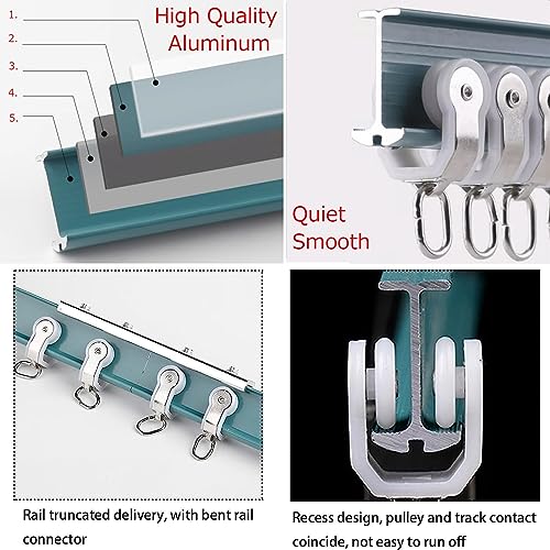 Flexible Bendable Ceiling Curtain Track Wall Mount, Sliding Ceiling Track System Aluminum Heavy Duty Room Divider Curtain Rod For Hang Curtains, Curved Shower, RV Curtain Rails, Bay Windows - color: Black, size: 3.5M-11.2ft