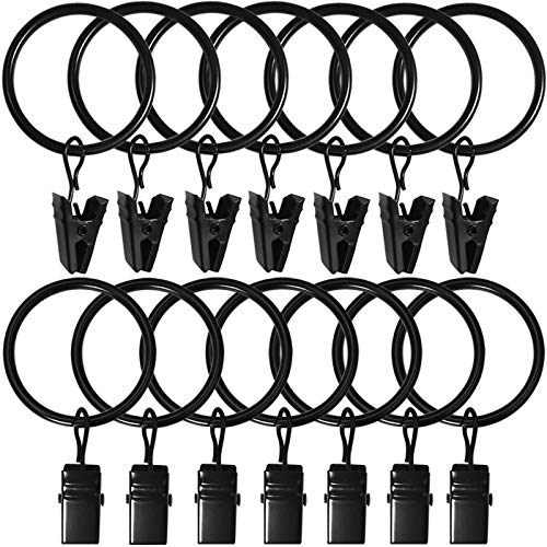 100 Pack Curtain Rings with Clips, Drapery Clips with Rings, Drapes Rings 1.26 in Interior Diameter, Fits up to 1 Inch Curtain Rod, Black - color: Black, size: 1.26" I D 100 Pack