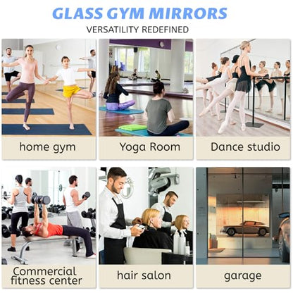Gym Mirror 2 PCS 48 x 24 Inch (Each) | Tempered Glass Frameless,Large workout Mirror for Home Gym, Bedroom,Garage, Yoga, Dance - size: 48 x 24 Inches Each (2-Pack)