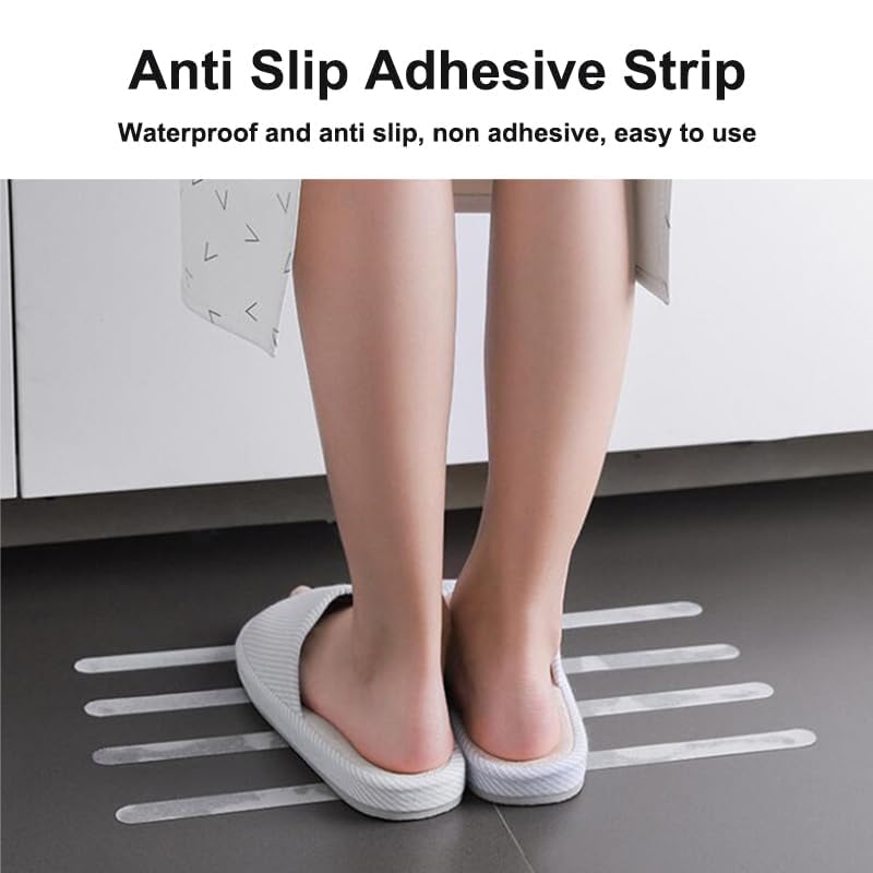 6 Pack Bathtub Non Slip Stickers, Anti Slip Shower Stickers Clear and Textured, Adhesive Safety Strips for Shower Floor and Tile, Strong Grip Decals with Scraper Tool for Bath Tub and Stairs