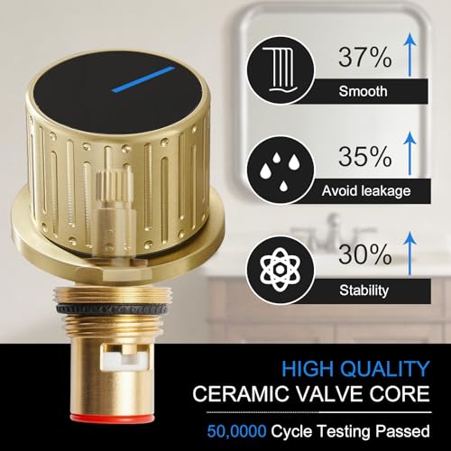 becola Brushed Gold Bathroom Faucet 3 Hole, 8 inch Widespread Bathroom Faucet with Top Storage, Waterfall Bathroom Faucet，2-Handle Modern Vanity Faucet with Adjust Knobs and Two Supply Lines - color: Gold