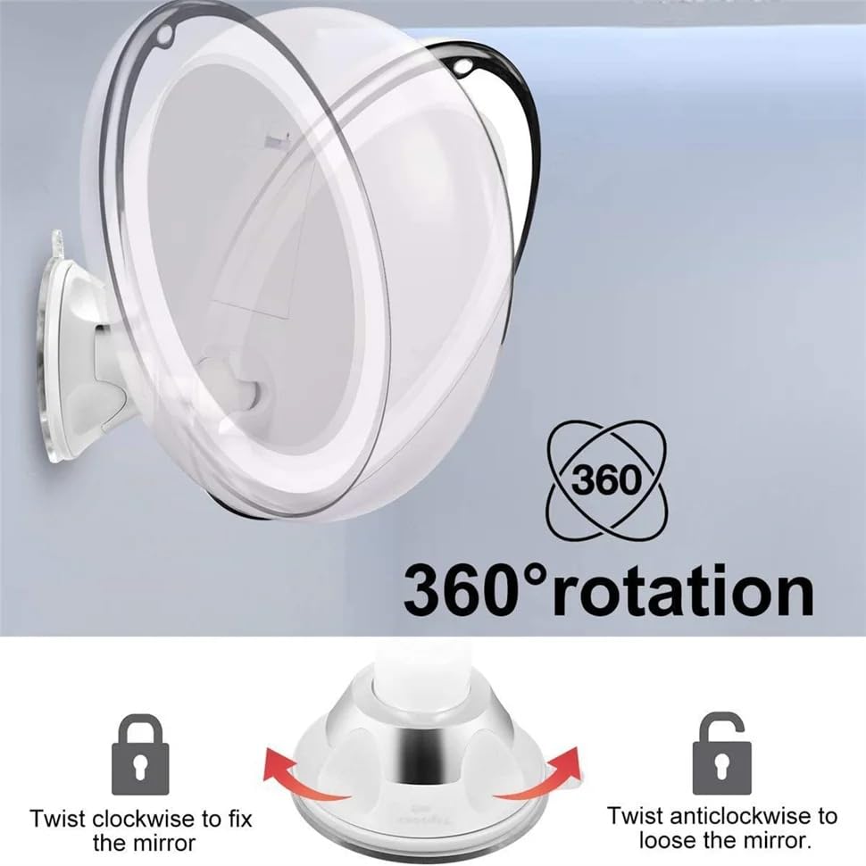 Generic Magnifying Makeup Mirror with 10X Magnification, 14 LED Lights, 360 Degree Rotation, Portable with Suction Cup, Magnifying Mirror with Light, Travel Vanity Mirror, White