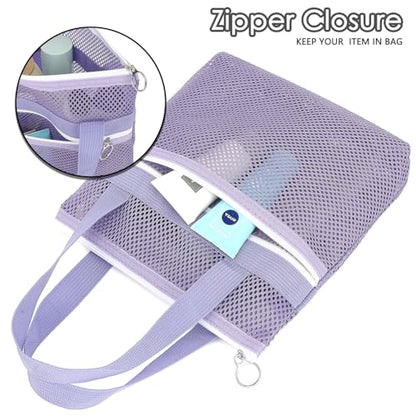 GYEUKHAM Portable Mesh Shower Caddy with 2 Zipper Pockets & Dual Handles, Quick-Drying Hanging Shower Tote for College Dorm, Gym, Travel & Camping, Purple - color: Small-Purple-1 Pack