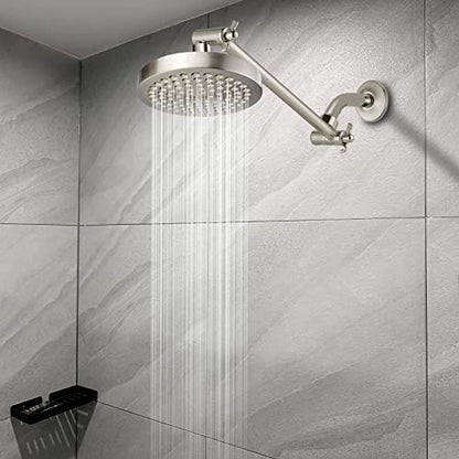 Shower Head Extension Arm - 11" Solid Brass Shower Arm with Universal Connection to Showerheads - Easily Adjustable The Height and Angle of The Rain or Handheld Shower (Brushed Nickel) - color: Brushed Nickel