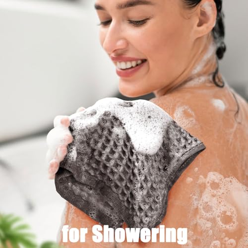 Cleanbear Gray Waffle Wash Cloths 6 Pack Quick Dry for Bathroom Travel | 100% Cotton 13x13 Inches Soft Absorbent Washcloths for Face Body Guest Bathroom Gym Bag Modern Life - color: Gray