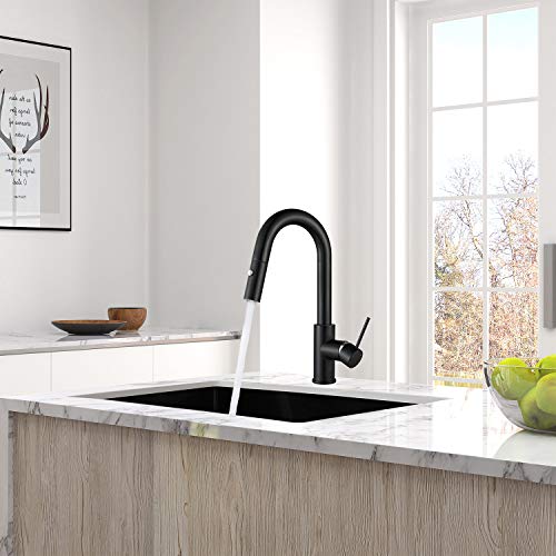 AS59MBS Matte Black Bar Faucet or Prep Kitchen Sink Faucet with Pull Down Sprayer and Single Handle - color: Matte Black, style: Classic