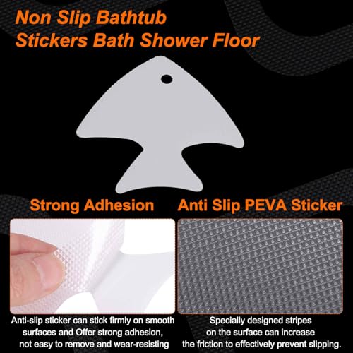 HARFINGTON 12pcs Non-Slip Bathtub Stickers Set 4.02" Fish Shower Floor Sticker PEVA Anti-Slip Adhesive Appliques with Scraper for Bathroom Kitchen Treads Stairs Swimming Pool, Clear - color: Clear