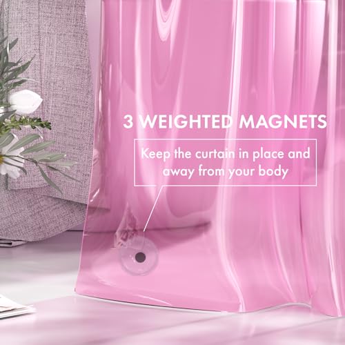 AmazerBath 72x78 Long Shower Curtain Liner, Clear Pink Plastic Shower Liner, Waterproof PEVA Shower Liners, Cute Lightweight Shower Curtains for Bathroom with 3 Magnets & 12 Rustproof Grommets - color: Clear Hot Pink, size: 72"W x 78"L (Pack of 1)