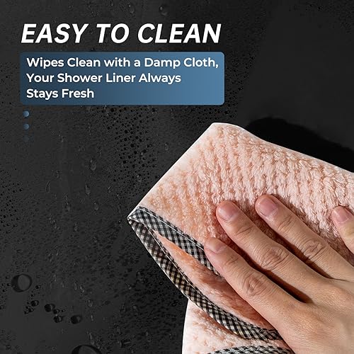 AmazerBath Plastic Shower Curtain Liner, 72 x Inches EVA 8G Heavy Duty Black Waterproof Weighted Thick Bathroom with 3 Clear Weights and 12 Rustproof Grommet Holes - color: Black, size: 72"W x 72"L (Pack of 1)