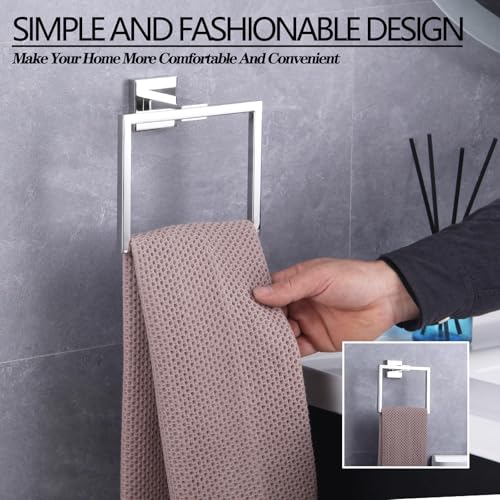 GERZWY Bathroom Hand Towel Holder Polished Stainless Steel Towel Ring for Bath Kitchen Garage Heavy Duty Wall Mounted JG1906-JG - color: Polished
