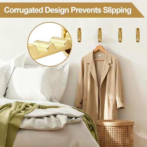 6 Pack Folding Wall Hooks – Heavy Duty Gold Coat Hooks, Foldable Zinc Alloy Wall Mount Hooks for Hanging Coats, Hats, Towels, Bags, Keys, Robes, Christmas Socks & Wreaths – Holds up to 55 lbs - color: Gold 6 Pack