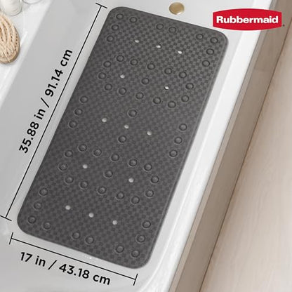 Rubbermaid Soft Foam Bath Tub Shower Mat, Non-Slip Tub Mat with Quick-Drain Holes, 35.88 x 17 Inch BPA-Free Bath Mat for Inside Bathtub or Shower, Grey - color: Grey