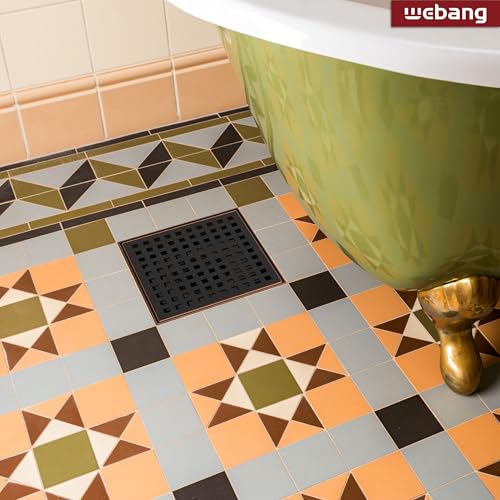 6 Inch Square Shower Drain Bronze Floor Drain with Flange Square Holes Pattern Cover Grate Removable SUS304 Stainless Steel Watermark&CUPC Certified Oil Rubbed Bronze - color: Oil Rubbed Bronze, size: 6 Inch