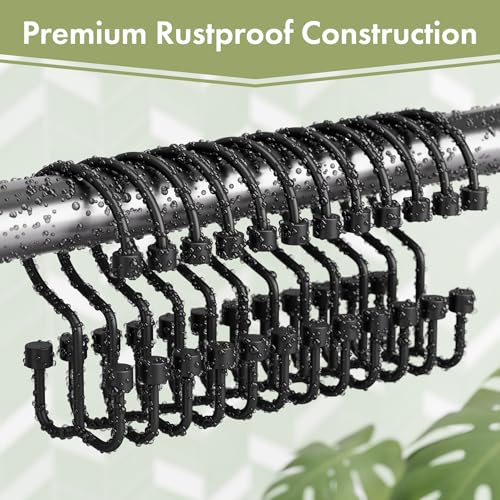 Black Shower Curtain Hooks, 12PCS Minimalist Simple Double Shower Curtain Rings, Rust-Resistant Metal Shower Hooks, Cylinders Shower Rings for Bathroom Shower Rods Curtains - color: Black, style: Cylinders - Double Hooks