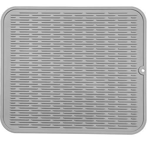 MicoYang Silicone Dish Drying Mat for Multiple Usage,Easy clean,Eco-friendly,Heat-resistant Silicone Mat for Kitchen Counter or Sink,Refrigerator or Drawer Liner Grey 2XL 24 inches x 18 inches - color: Gray, size: 24"L x 18"W