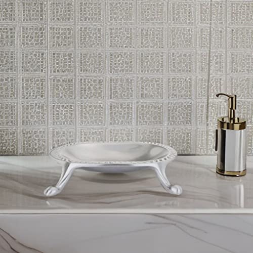 Vintage Brass Soap Dish Case Clawfoot Classy Design Satin Nickel & 4 5/8" x 3 1/4" Ornate Polished Brass Metal Soap Bar Holders for ShowerVanity Sink and Bathroom Tubs - color: Satin Nickel