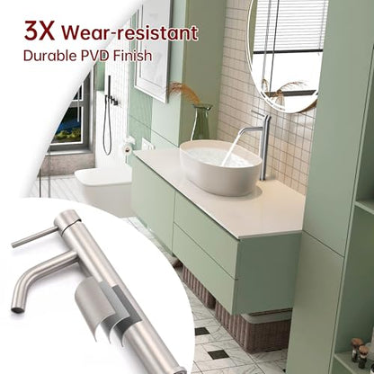 SUMERAIN Brushed Nickel Tall Bathroom Vessel Sink Faucet | Single Handle, Single Hole, 304 Stainless Steel, Water-Saving, with Faucet Supply Lines, Easy DIY Install - color: Brushed Nickel, size: Vessel Sink faucet