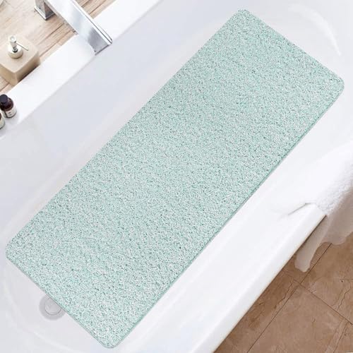 Bathtub Mat Shower Mat Non-Slip - 16x39 Inch Soft Comfort Bath Mat with Drainage Holes, PVC Loofah Massage Bathmat for Shower, Tub, Bathroom, Wet Areas, Quick Drying - color: Blue-white Mix, size: 39" x 16" (Rectangular)