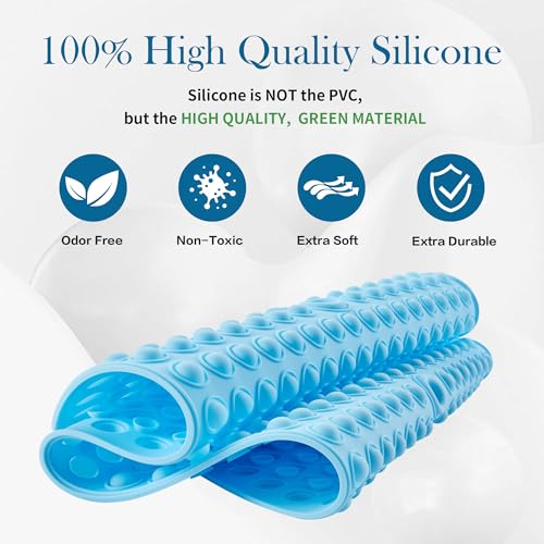 Blue Bath Mat for Tub Non Slip 27x15 - Cushioned Silicone Bubble Pop It Bathtub Mat for Soaking, Anti Skid Shower Mat with Suction Cups, Spa Relaxation, Ocean Color - color: 27x15"-blue