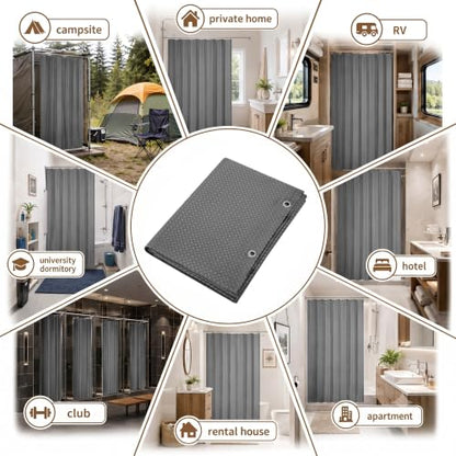 Siiluminisoy Shower Curtain and Liner Set, Waffle Shower Curtain Set with 12 Stainless Steel Hooks, Waterproof Luxury Fabric Shower Curtains for Bathroom and Hotel, Grey, 72" W x 72" H - color: Grey, size: 72"W x 72"L (Pack of 1)