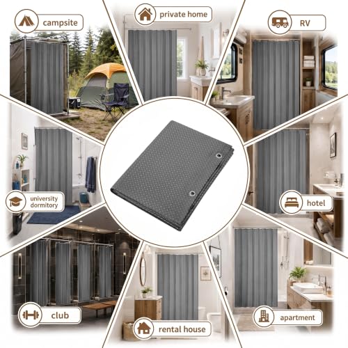 Siiluminisoy Shower Curtain and Liner Set, Waffle Shower Curtain Set with 12 Stainless Steel Hooks, Waterproof Luxury Fabric Shower Curtains for Bathroom and Hotel, Grey, 72" W x 84" H - color: Grey, size: 72"W x 84"L (Pack of 1)