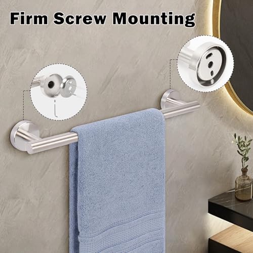 Livabber Bath Towel Bar, 304 Stainless Steel Towel Rack, Heavy Duty Towel Holder Wall Mounted for Bathroom/Kitchen, Usable Hanging Length-13.4 Inch, Total Length-16 Inch (Brushed Nickel) - color: Brushed Nickel, size: 16 Inch