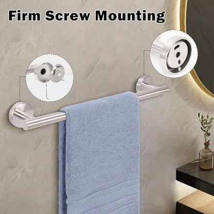 Livabber Bath Towel Bar, 304 Stainless Steel Towel Rack, Heavy Duty Towel Holder Wall Mounted for Bathroom/Kitchen, Usable Hanging Length-13.4 Inch, Total Length-16 Inch (Brushed Nickel) - color: Brushed Nickel, size: 16 Inch
