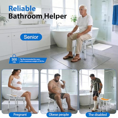 Adjustable Shower Chair for Bathtub, Non-Slip Seat for Seniors & Disabled | FSA/HSA Shower Stool for Inside Shower, Bath Chair with Padded Seat & Drainage Holes for Inside Standard Tub Use, 300LBS
