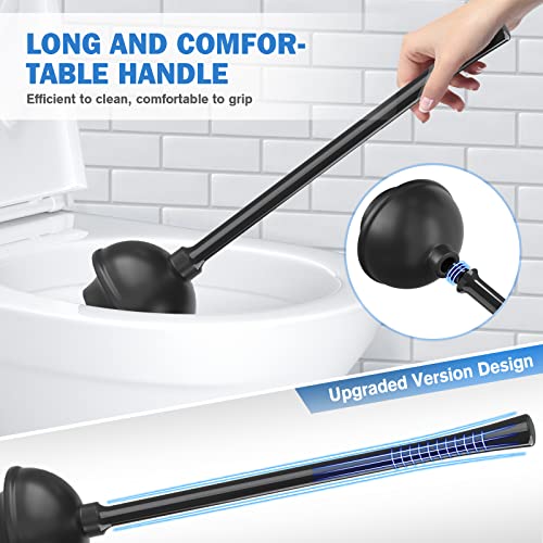 Toilet Plunger and Brush with Holder, Bowl Brush and Heavy Duty Toilet Plunger Set for 5.7-inch Toilet Drain, 2-in-1 Bathroom Cleaning Combo with Modern Caddy Stand (Black) - color: Black